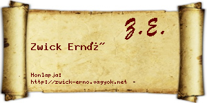 Zwick Ernő névjegykártya